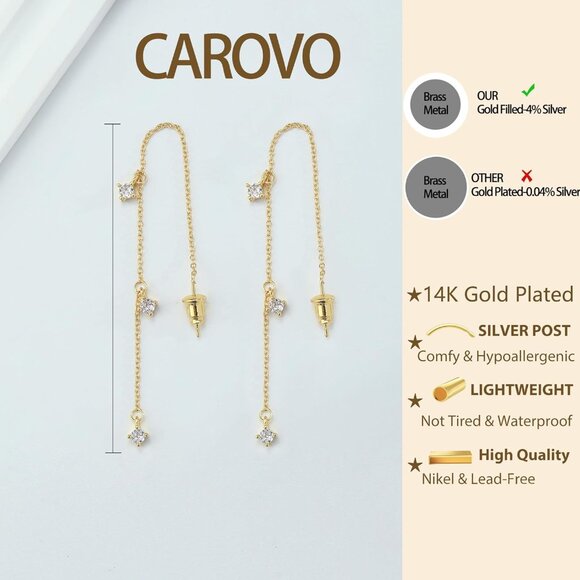 14K Gold Plated Trendy Hoop Huggie Dainty Drop Dangle-E837 Earrings for Women - Picture 2 of 7